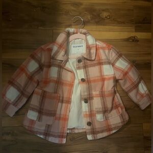Old Navy Kids Plaid Jacket - Pink and Brown